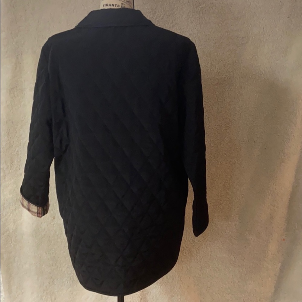 Julia Klein Black Quilted Jacket, PM, plaid lining - Picture 8 of 13